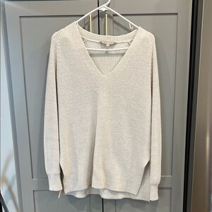 Athleta Cream V-Neck Sweater